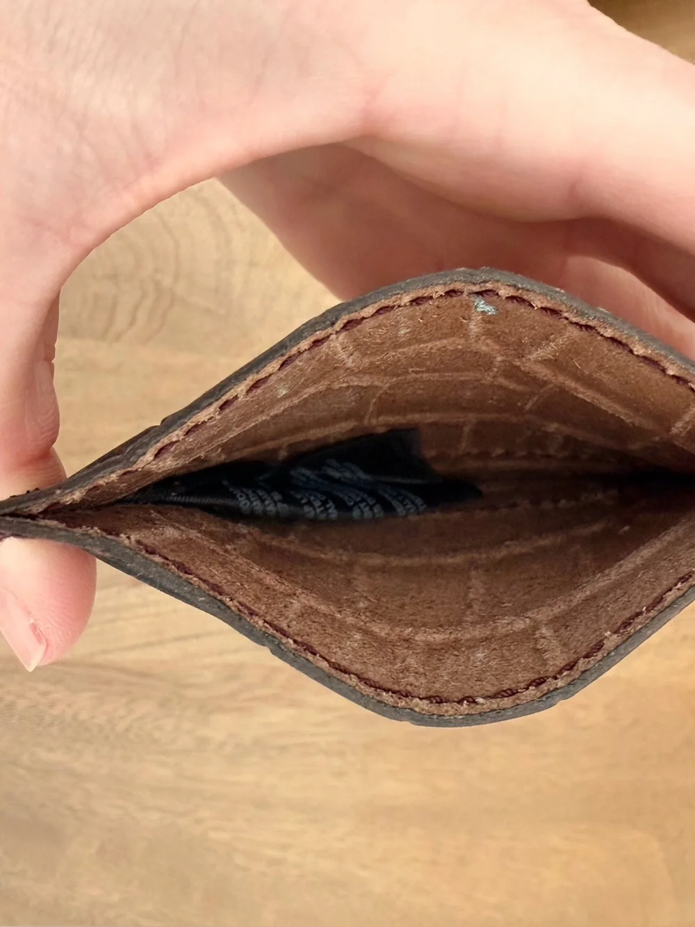 Madewell Leather Card Case in Croc NWT